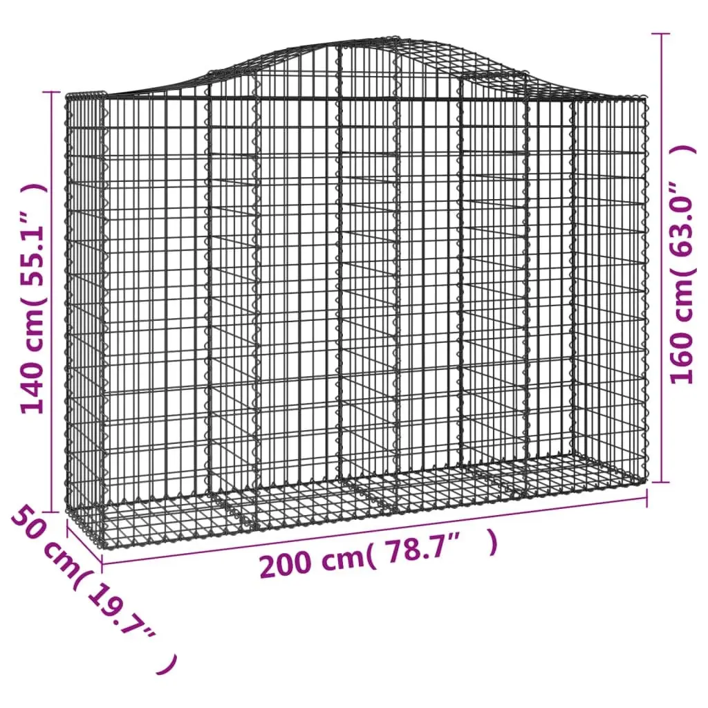 Arched Gabion Baskets Garden Barrier 200x50x140160cm Silver 2 Piece