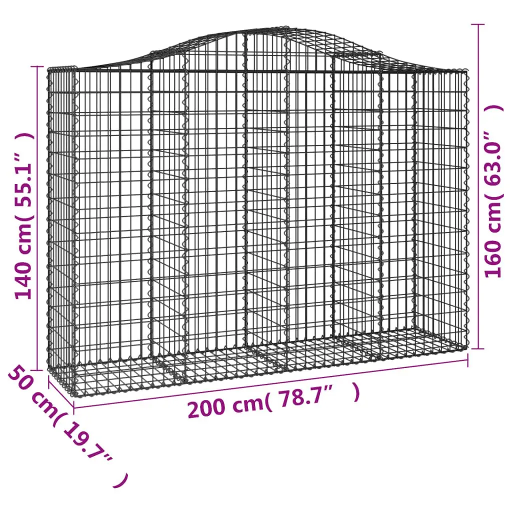 Arched Gabion Baskets Garden Barrier 3 Piece Silver Outdoor Decorative Retaining Wall