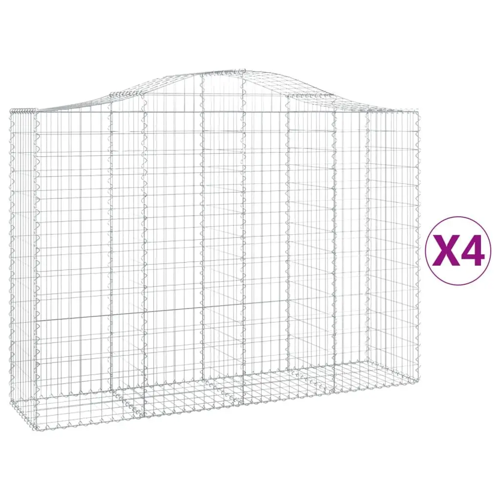 Gabion Baskets Garden Barrier Decorative Silver 4 Piece 200 x 50 x 140/160 cm
