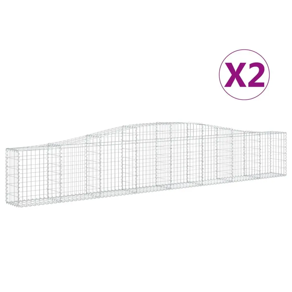Arched Garden Barrier Gabion Baskets 2 Piece Outdoor Retaining Wall Silver 400x30x60 80cm
