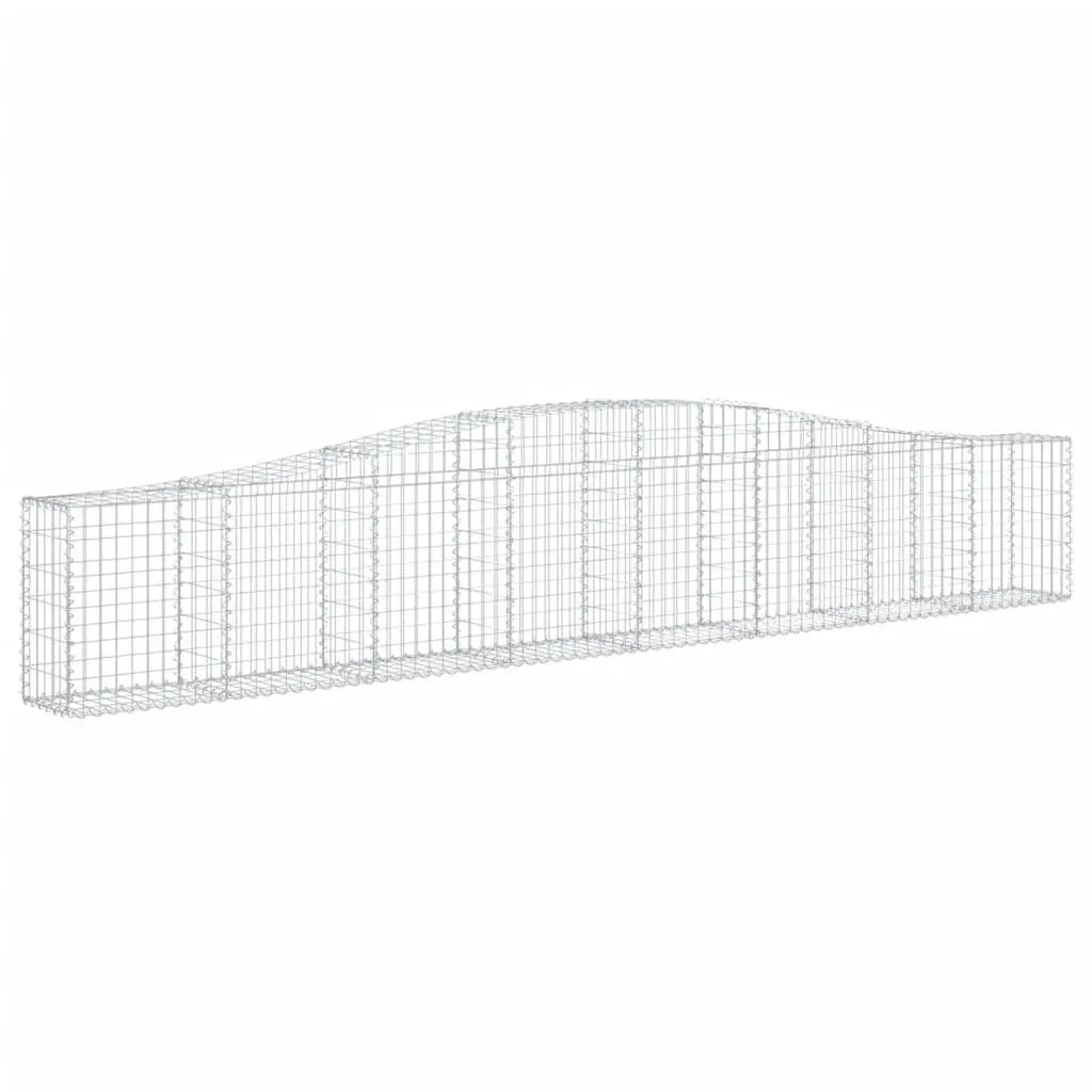 Gabion Baskets Set 4 pcs Decorative Garden Retaining Wall Silver 400 x 30 x 60/80 cm Galvanised Iron
