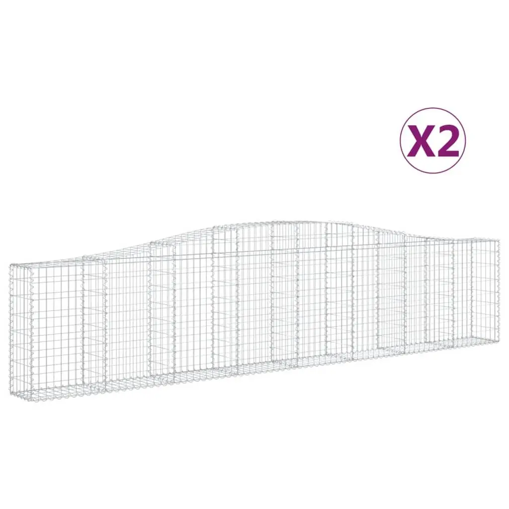 Arched Gabion Baskets Garden Barrier 400x30x80/100 cm Galvanised Iron Silver