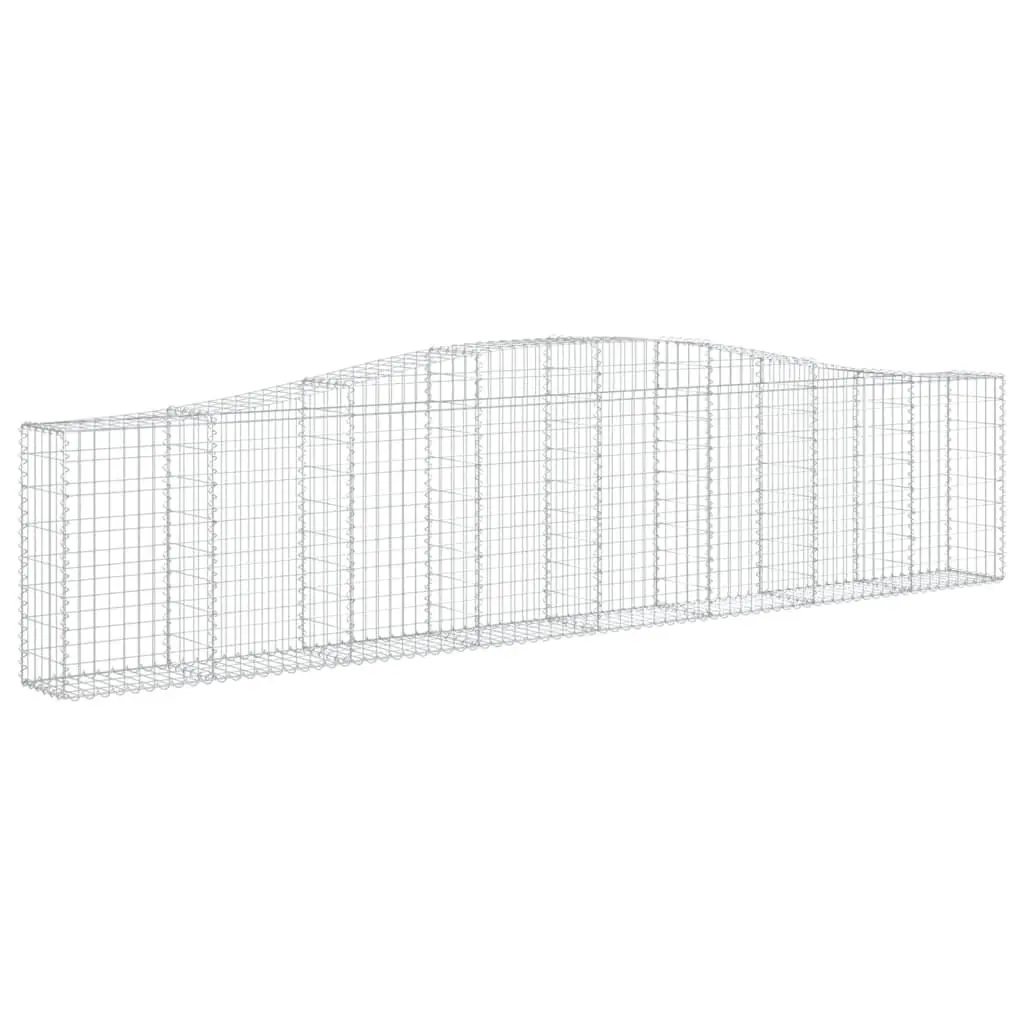 Arched Gabion Baskets Garden Barrier Decorative Retaining Wall 400 x 30 x 80/100 cm Silver 3 Piece