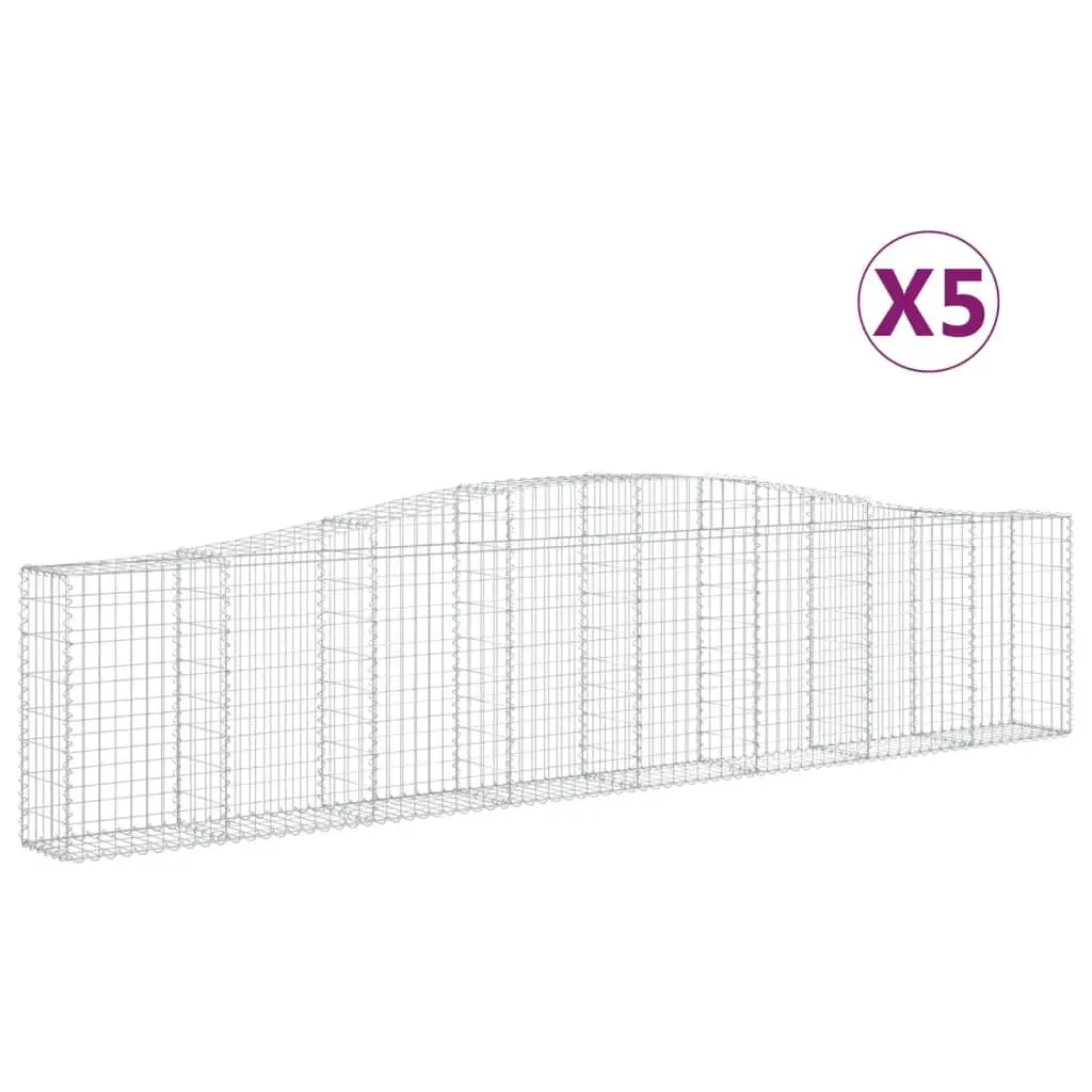 Arched Gabion Baskets 5 pcs 400x30x80/100 cm Garden Retaining Wall Decorative