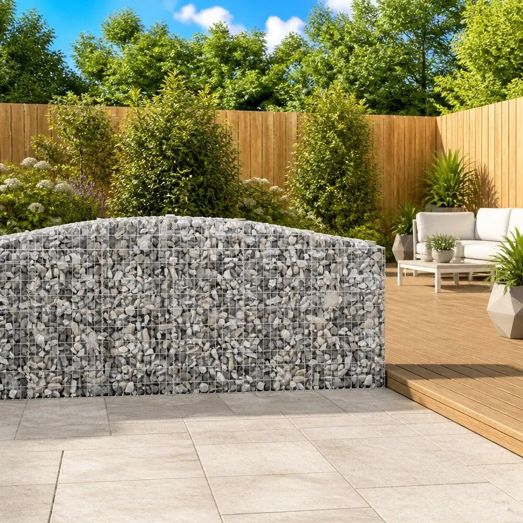 Arched Gabion Baskets Garden Barrier 400 x 30 x 100120 cm Silver 2 pcs