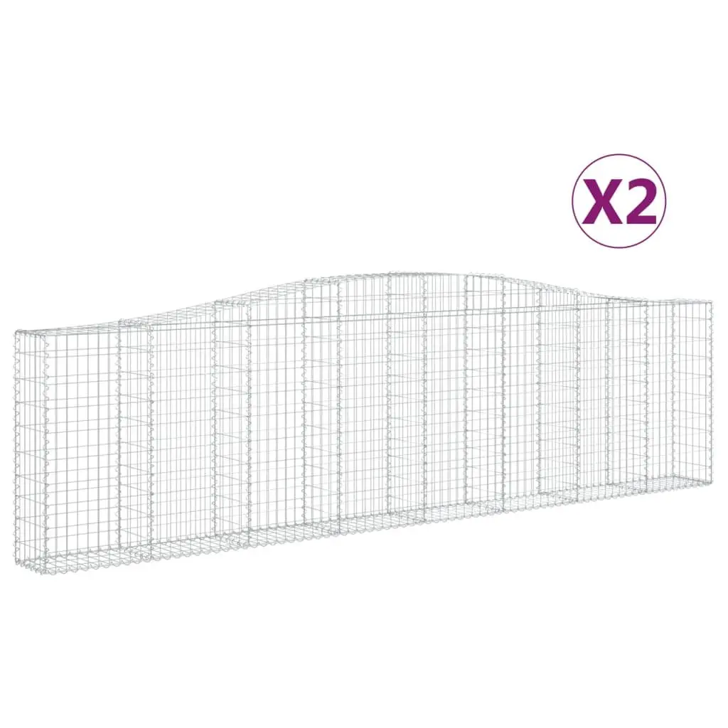 Arched Gabion Baskets Garden Barrier 400 x 30 x 100120 cm Silver 2 pcs
