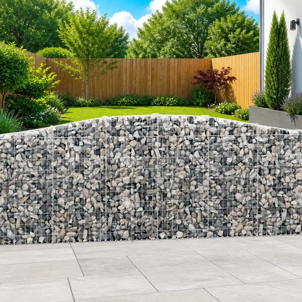 Arched Gabion Baskets Garden Barrier Retaining Wall 400 x 30 x 100120 cm Silver 4 Piece