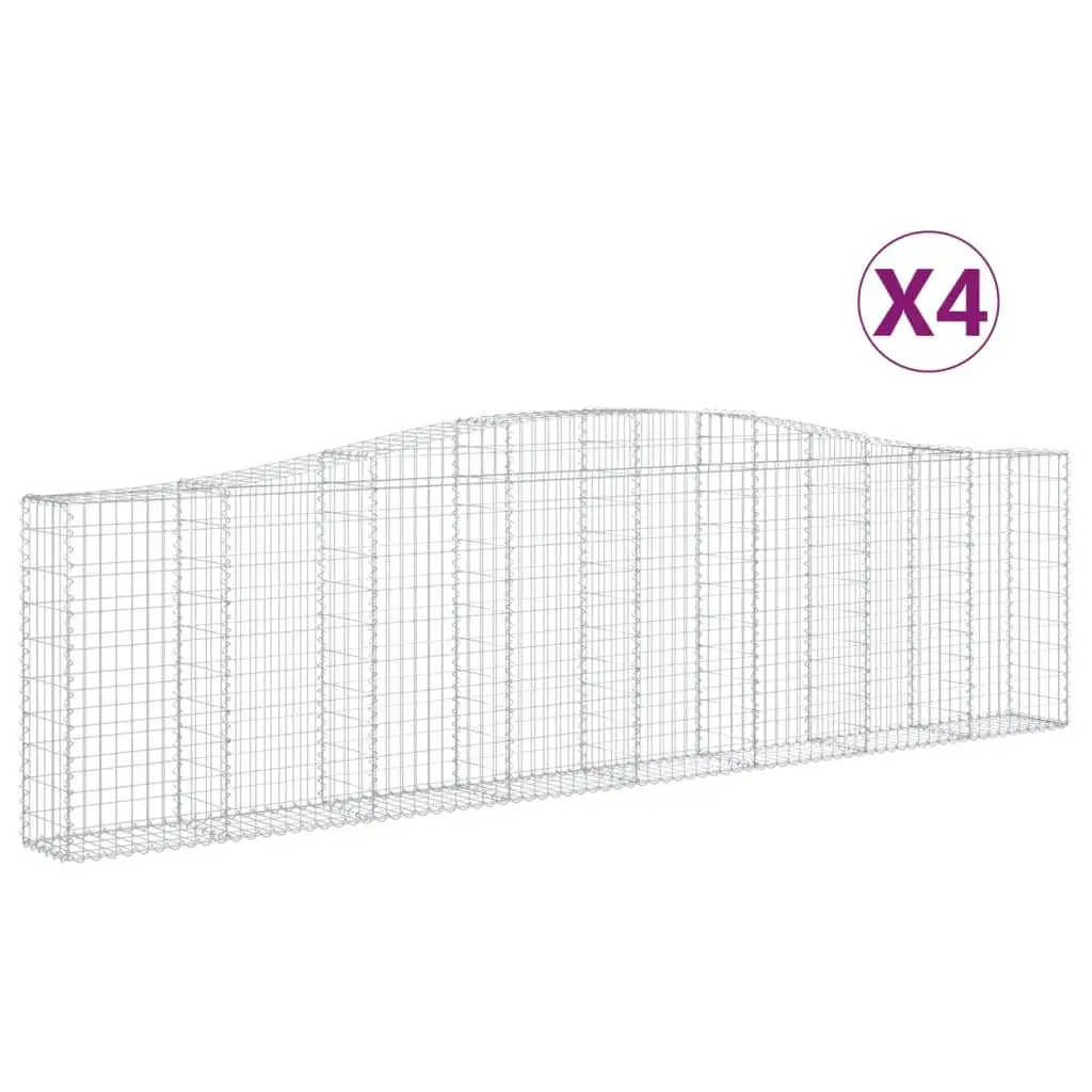 Arched Gabion Baskets Garden Barrier Retaining Wall 400 x 30 x 100120 cm Silver 4 Piece