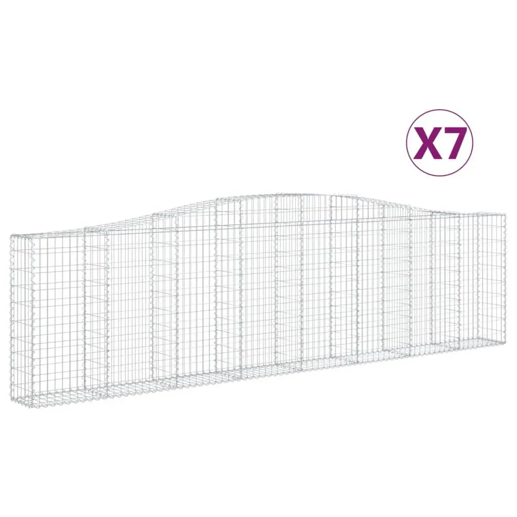 Arched Gabion Baskets Garden Barrier 7 Piece Galvanised Iron Silver