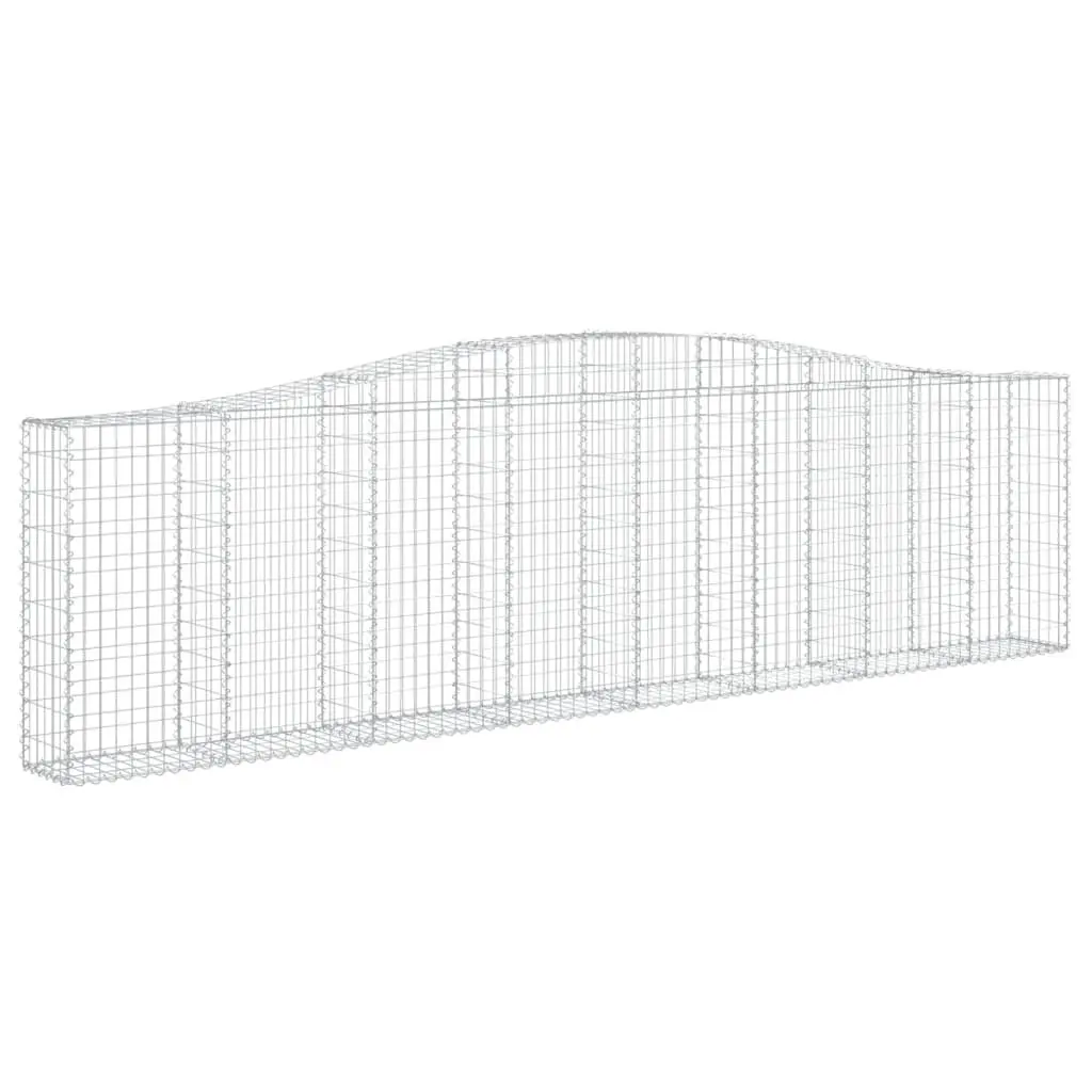 Arched Gabion Baskets Garden Barrier 7 Piece Galvanised Iron Silver