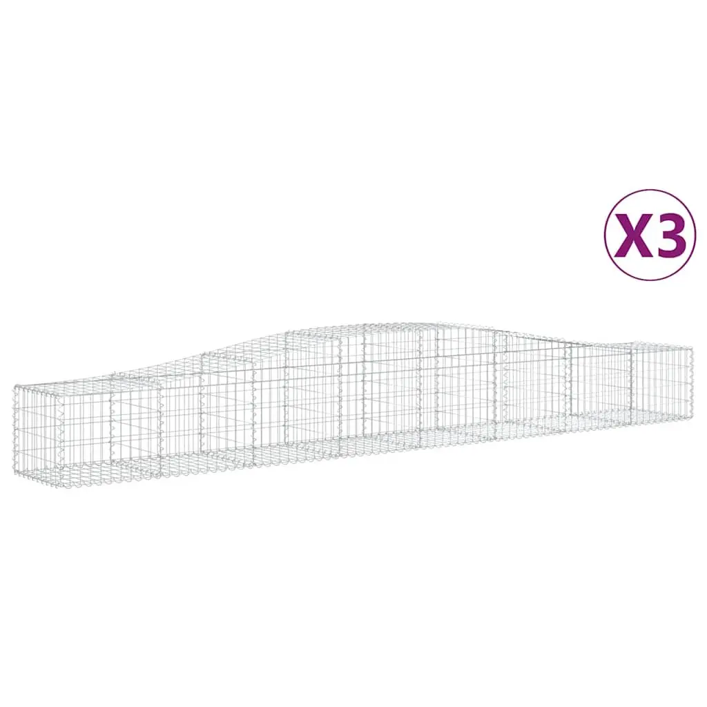 Arched Gabion Baskets Garden Barrier Retaining Wall 400 x 50 x 40/60 cm Silver 3 Piece