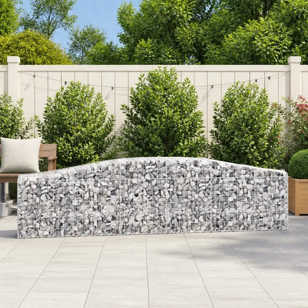 Gabion Baskets Garden Barrier 2pc Arched Retaining Wall Silver 400x50x60/80cm