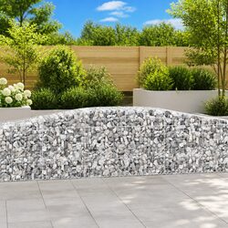 Arched Gabion Baskets Set 3 pcs Garden Barrier Decorative Retaining Wall