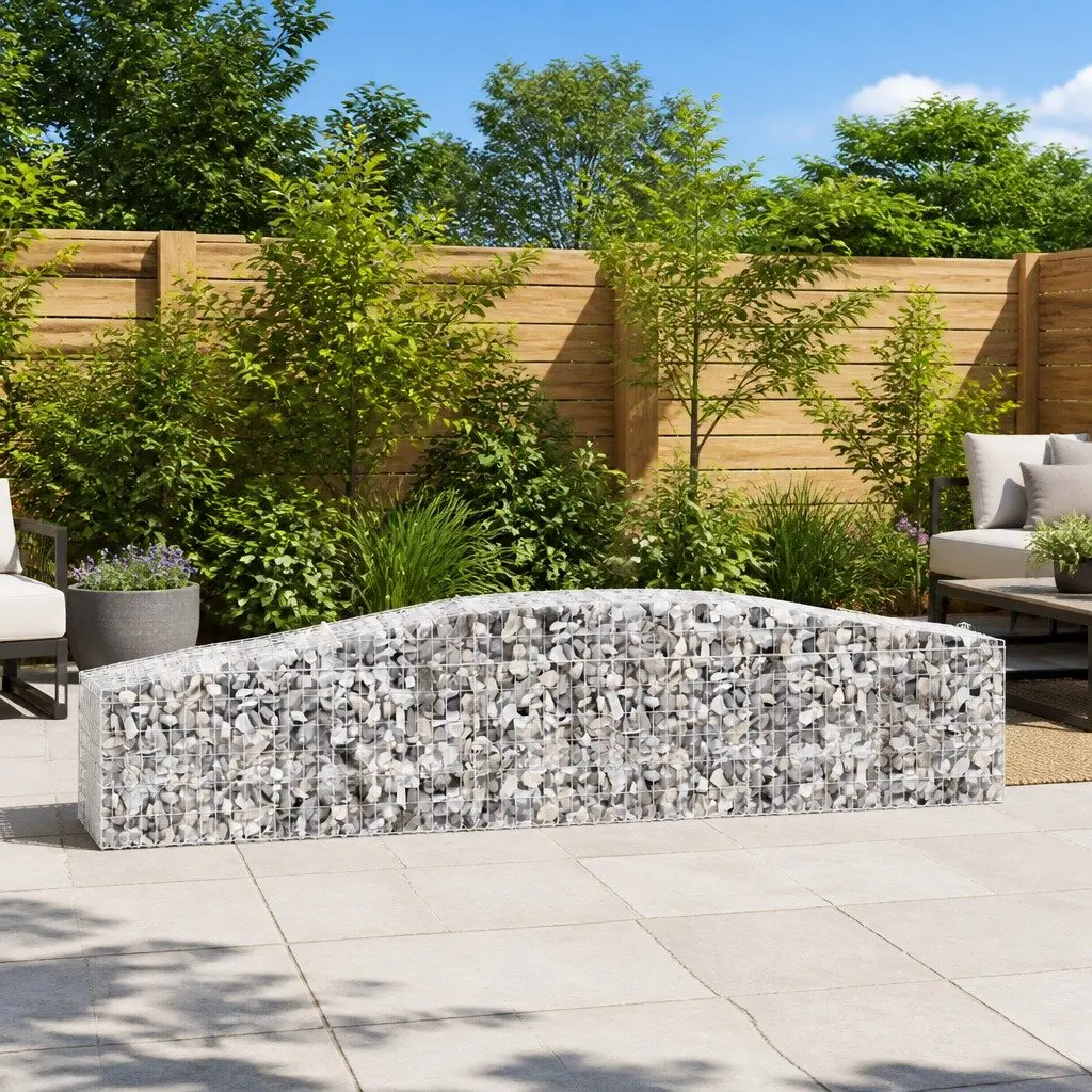 Gabion Baskets Arched Garden Decorative Barrier 4 Piece Silver