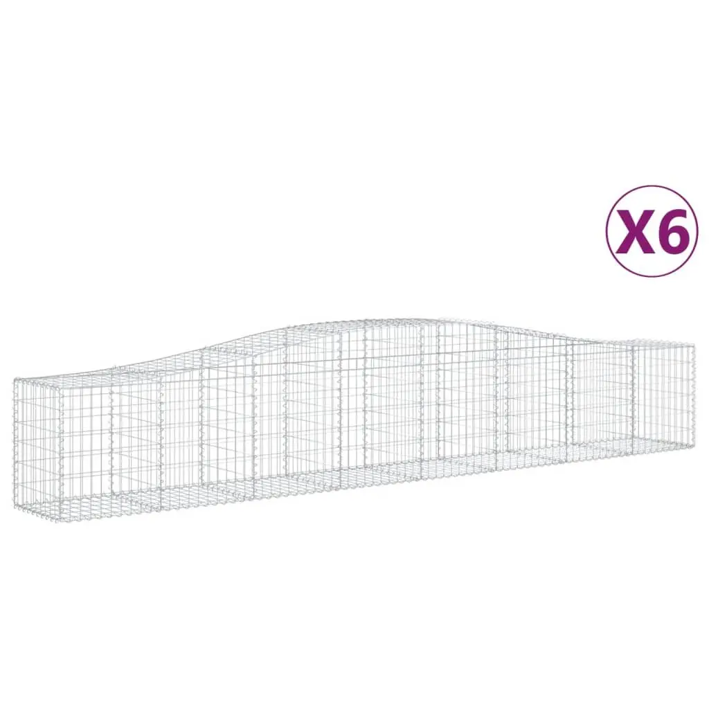 Gabion Baskets Arched Garden Barrier 400x50x60/80 cm Silver 6 Piece