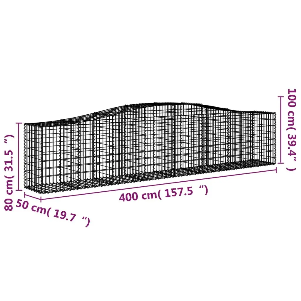 Gabion Baskets Decorative Garden Retaining Wall 400x50x80/100cm Silver 2pcs
