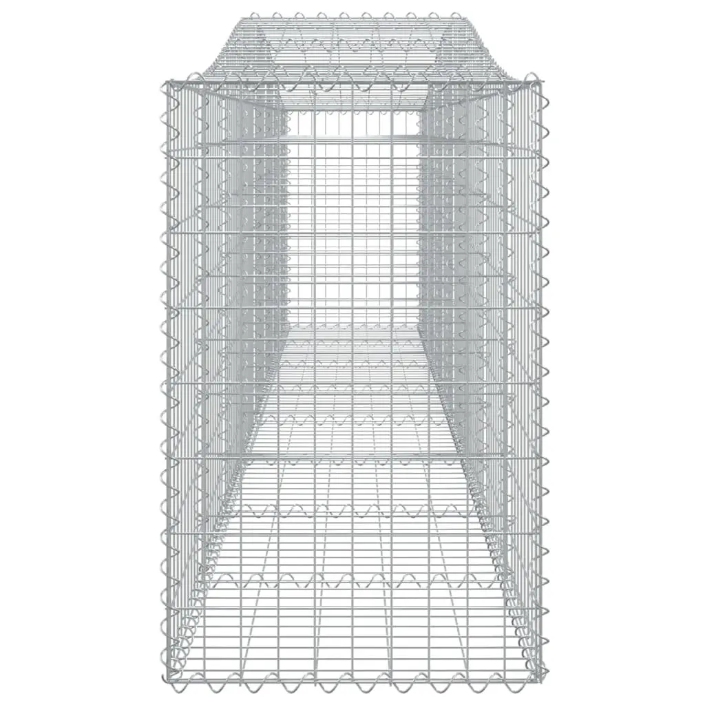 Gabion Baskets Decorative Barrier Outdoor Garden 4 Piece Arched Silver 400 x 50 x 80/100 cm