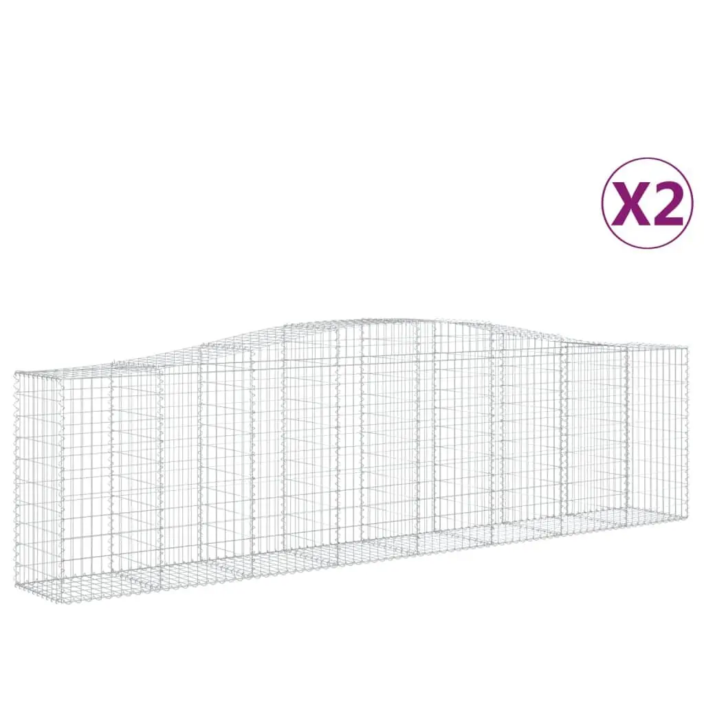 Arched Gabion Baskets Garden Barrier 400x50x100120 cm Silver 2 Piece
