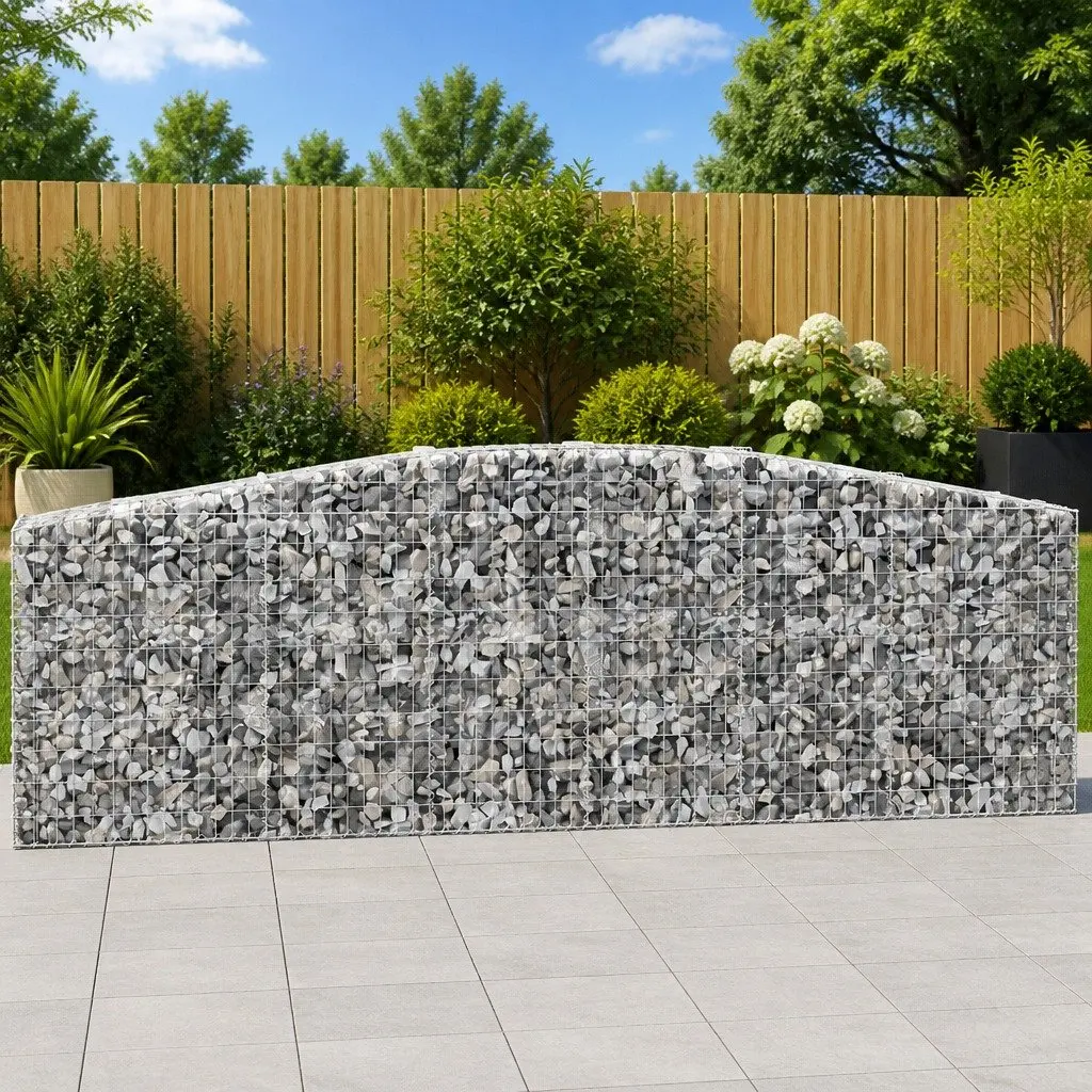 Arched Gabion Baskets Garden Barrier Retaining Wall 400 x 50 x 100120 cm Silver 3 Piece