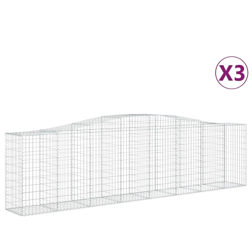 Arched Gabion Baskets Garden Barrier Retaining Wall 400 x 50 x 100120 cm Silver 3 Piece