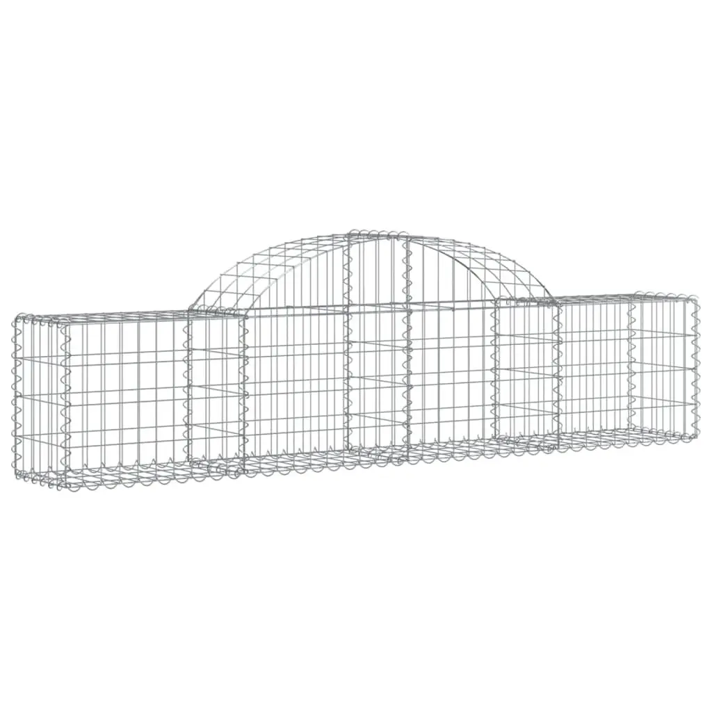 Decorative Gabion Baskets Arched Garden Barrier 200x30x40/60cm Silver 2pcs