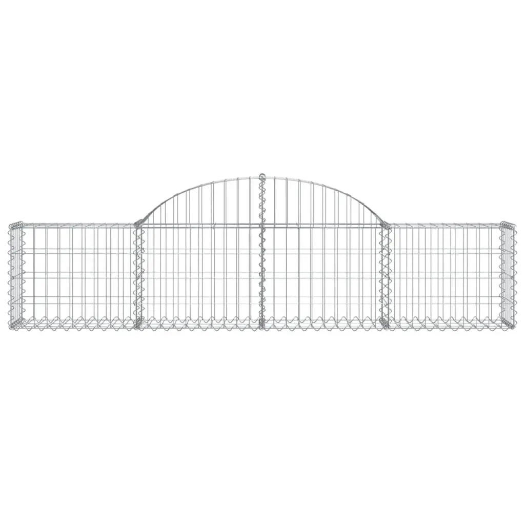 Decorative Gabion Baskets Arched Garden Barrier 200x30x40/60cm Silver 2pcs