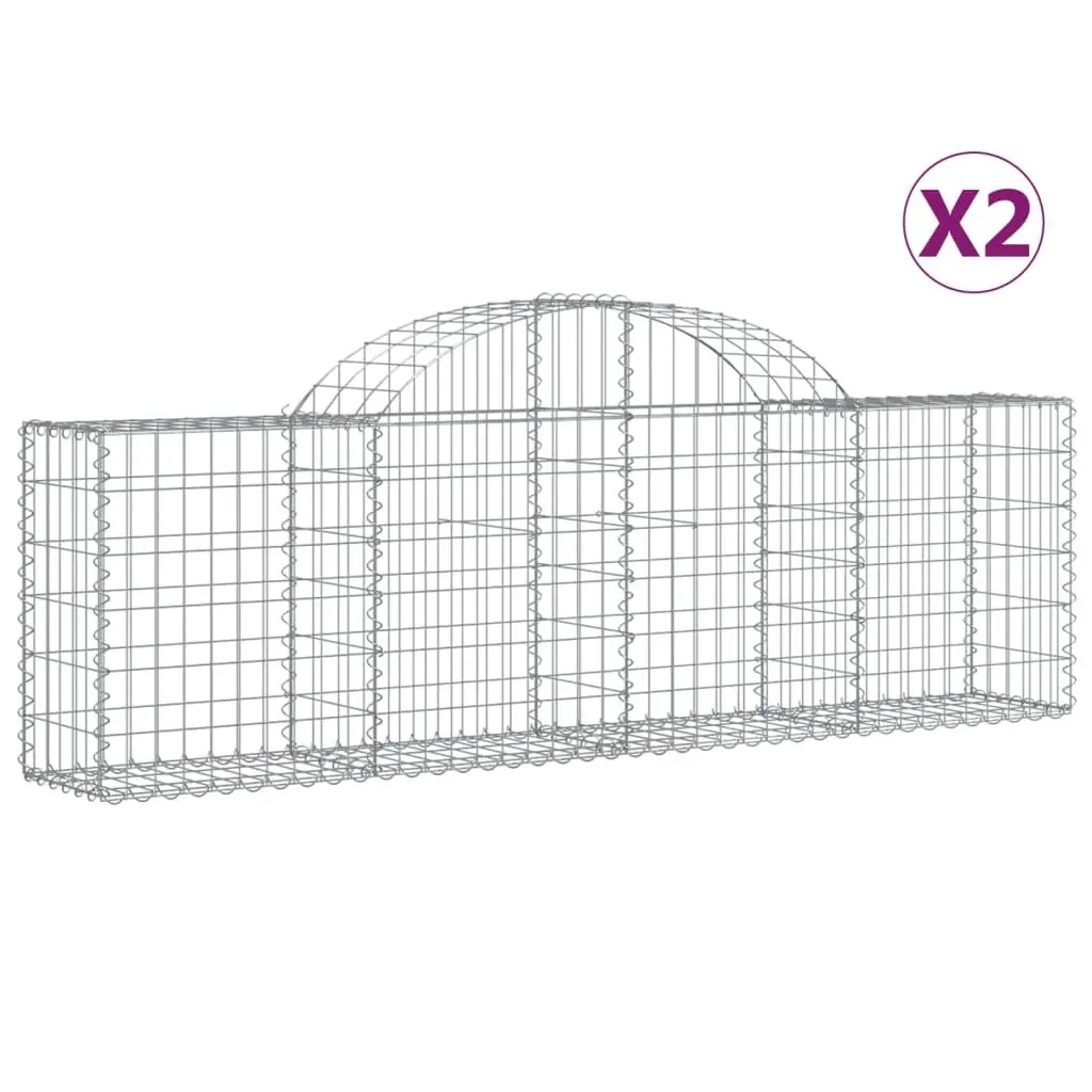 Arched Gabion Baskets Garden Barrier 200 x 30 x 60 80 cm Silver 2 pcs
