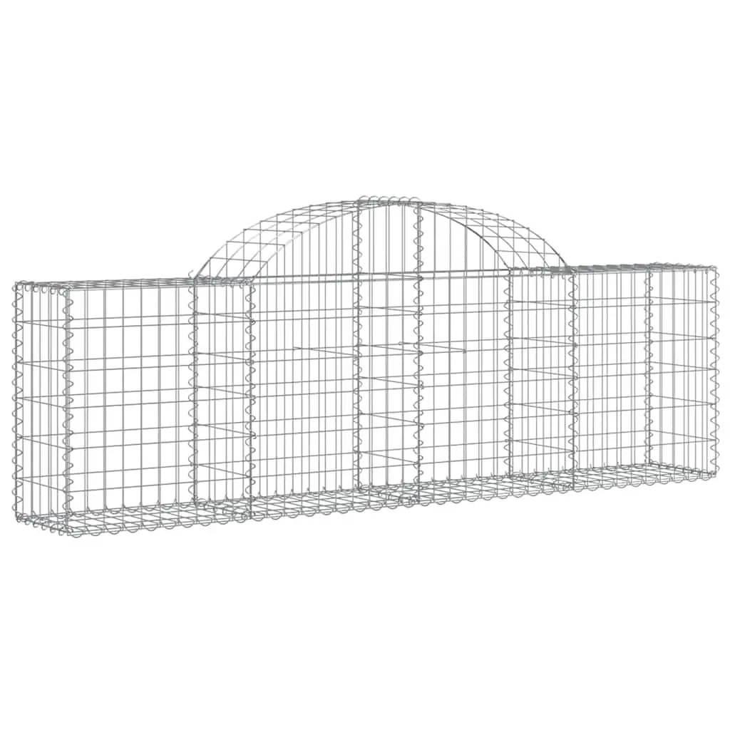 Gabion Baskets Decorative Garden Barrier 3 Piece Arched Silver