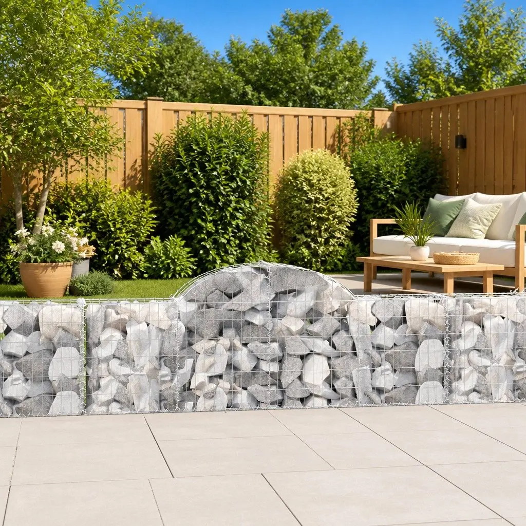 Gabion Baskets Decorative Garden Barrier 200x30x60cm Silver 4 Piece