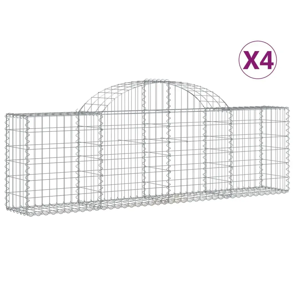 Gabion Baskets Decorative Garden Barrier 200x30x60cm Silver 4 Piece