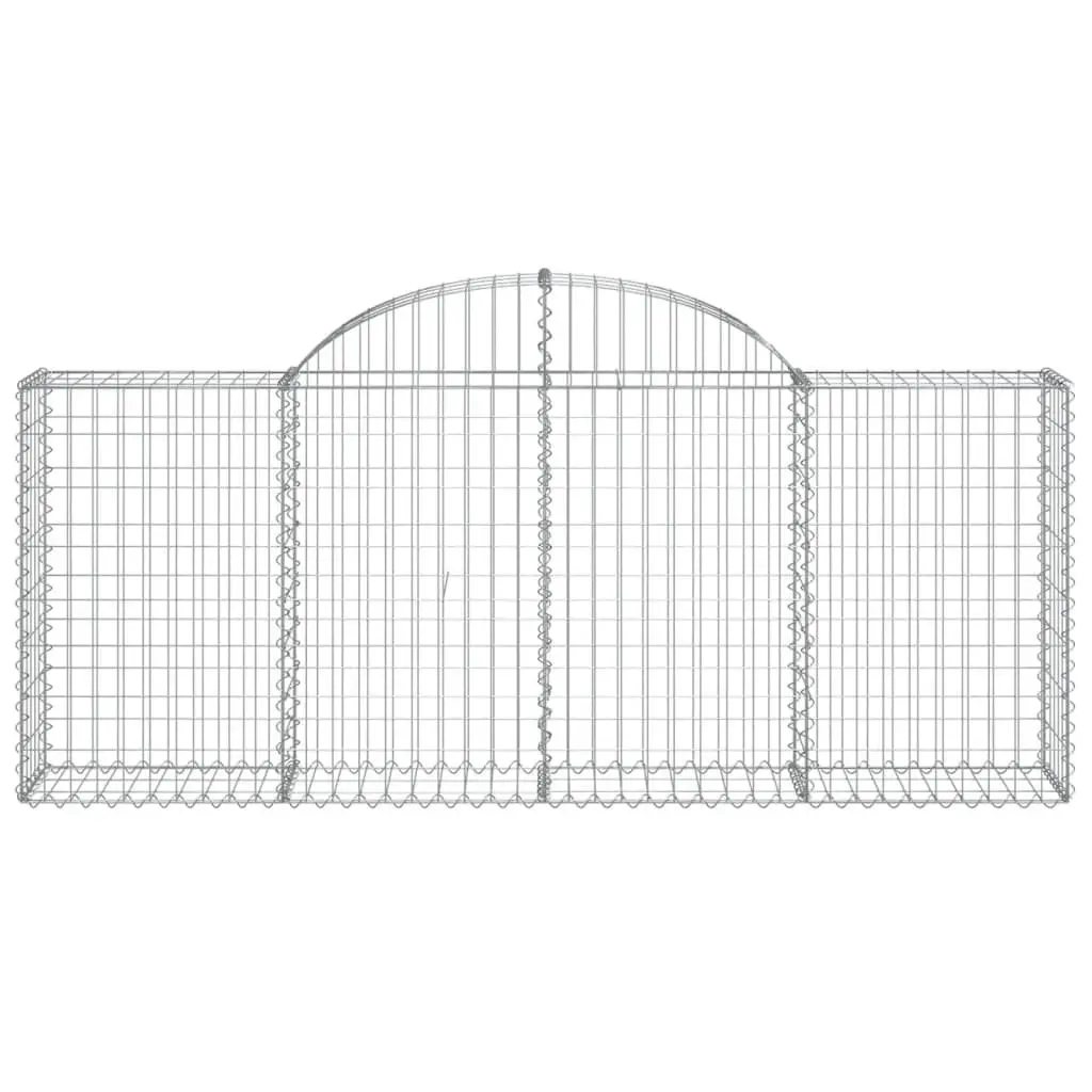 Arched Gabion Baskets Garden Barrier Retaining Wall 200 x 30 x 80/100 cm Silver 2 Piece