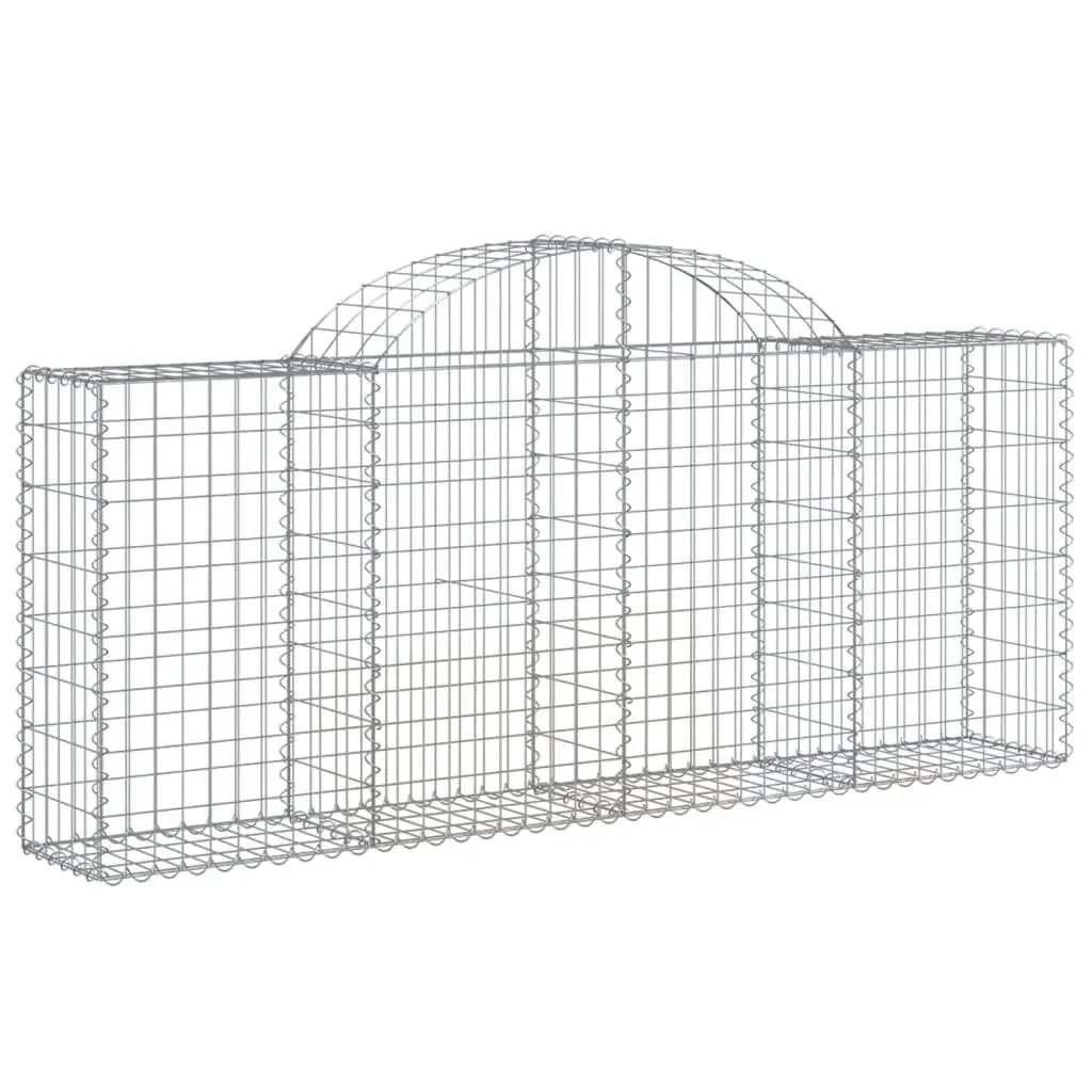 Arched Gabion Baskets Garden Barrier Retaining Wall 200 x 30 x 80/100 cm Silver 3 Piece
