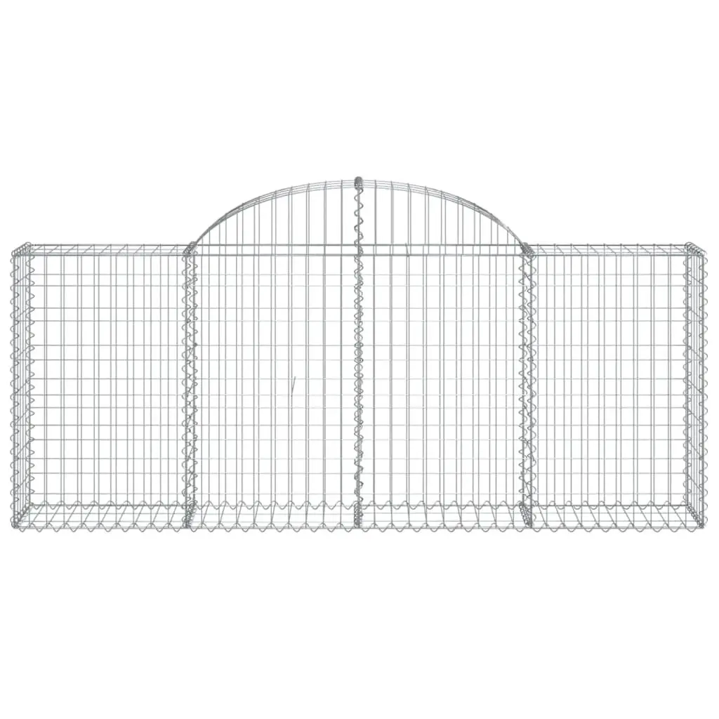 Gabion Baskets Arched Garden Barrier 7 Piece Silver 200 x 30 x 80-100 cm