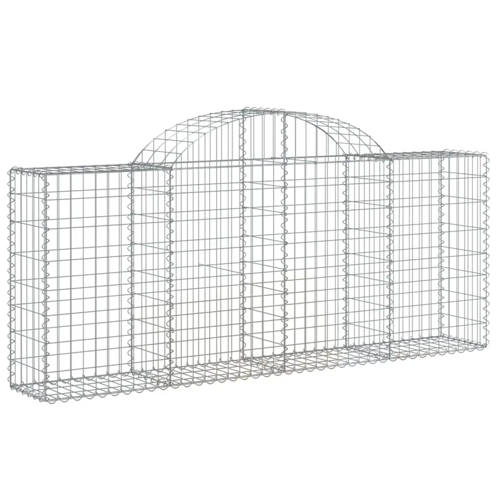 Arched Gabion Baskets Garden Barrier Retaining Wall 200 x 30 x 80/100 cm Silver 8 Piece