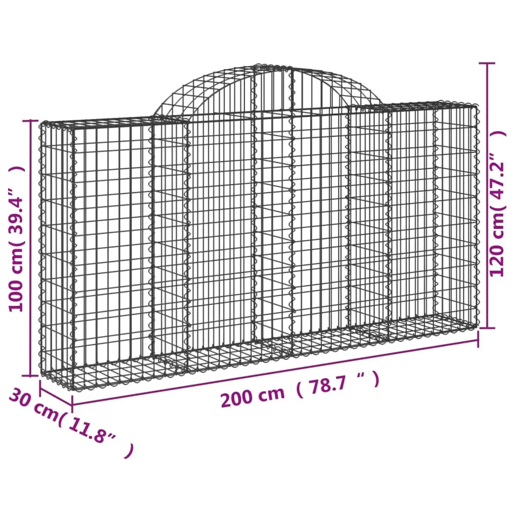 Arched Gabion Baskets Garden Barrier Retaining Wall 200x30x100120cm Silver 2 Piece