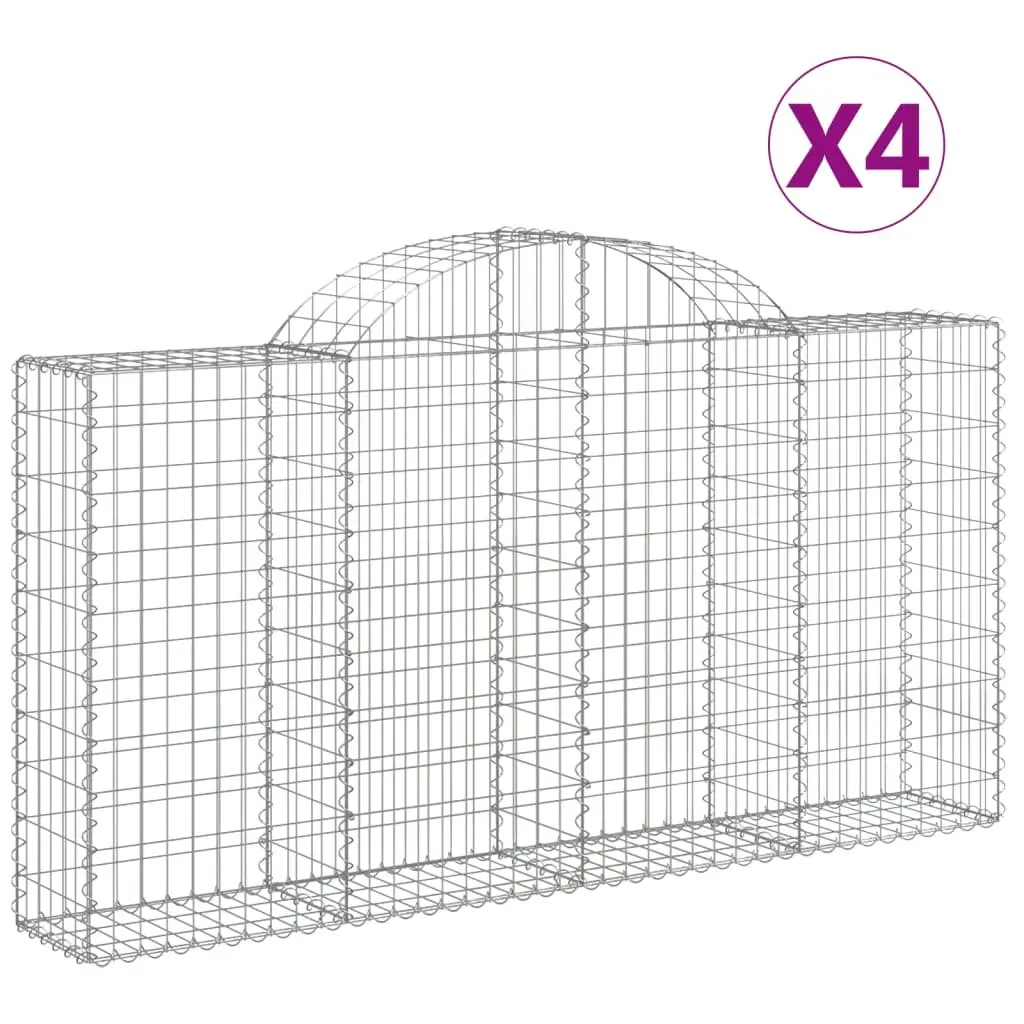 Arched Gabion Baskets Garden Barrier 200 x 30 x 100120 cm Silver 4 Piece