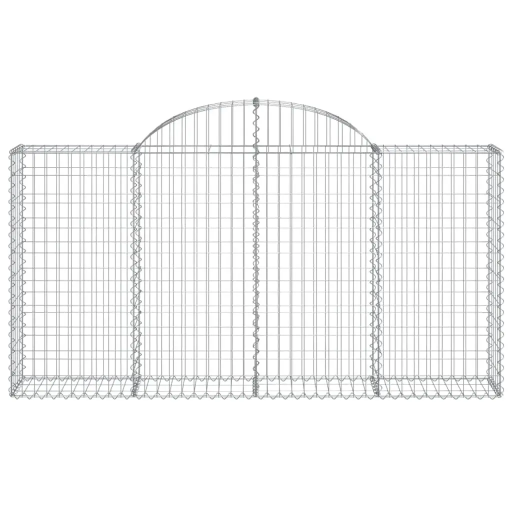 Arched Gabion Baskets Decorative Garden Barrier 200 x 30 x 100/120 cm Silver 6 Piece