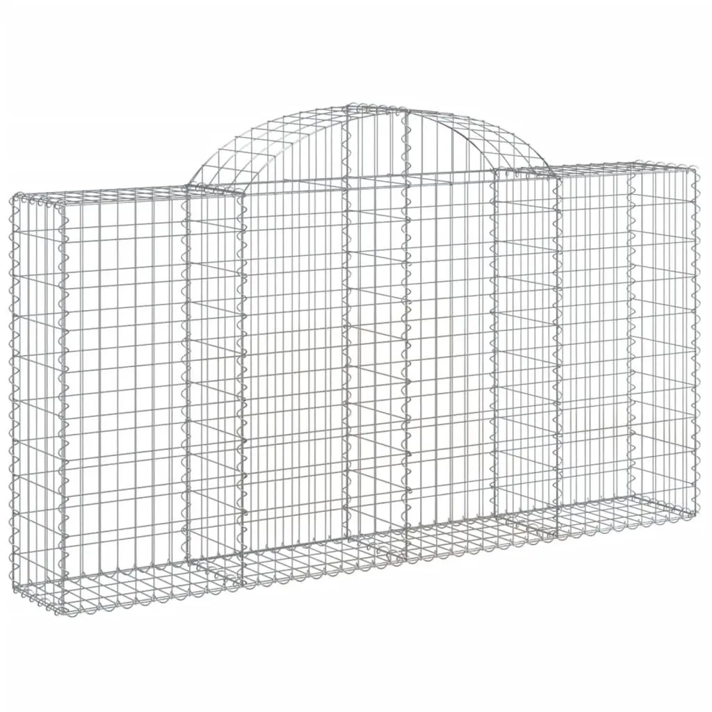 Arched Gabion Baskets Garden Barrier Retaining Wall 200 x 30 x 100120 cm Silver 7 Piece