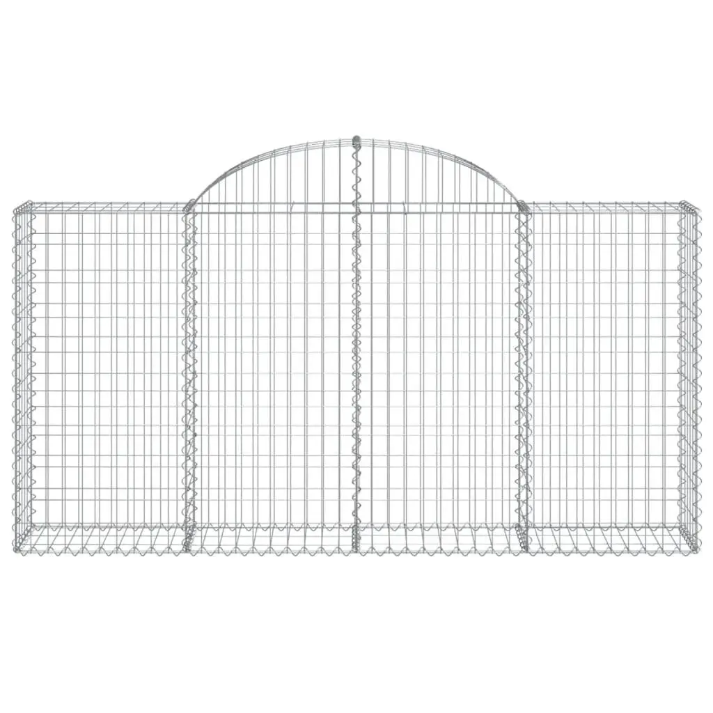 Arched Gabion Baskets Garden Barrier Retaining Wall 200 x 30 x 100120 cm Silver 7 Piece