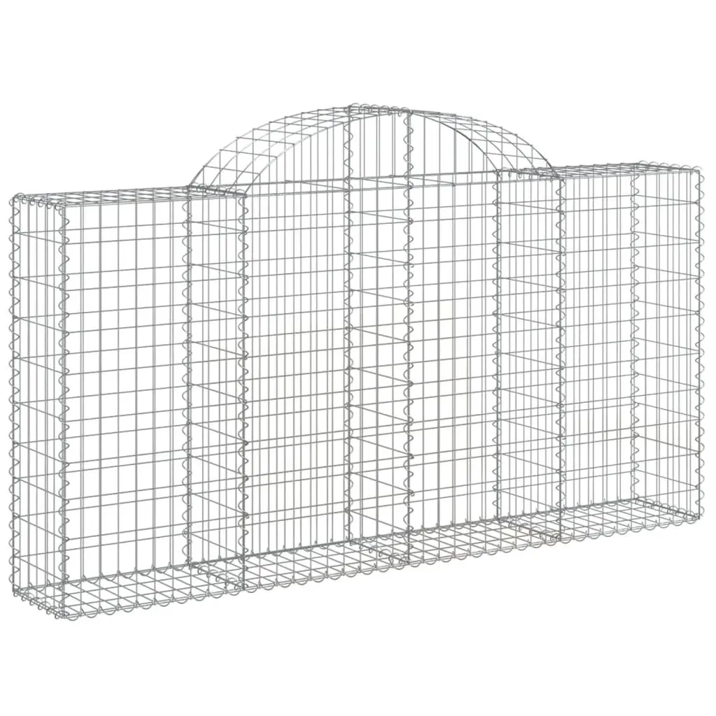 Arched Gabion Baskets Garden Barrier Retaining Wall 200 x 30 x 100/120 cm Silver 8 Piece