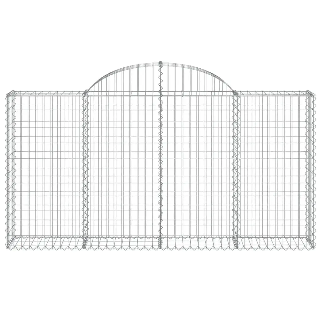 Arched Gabion Baskets Garden Barrier 200 x 30 x 100 120 cm Silver 9 Piece