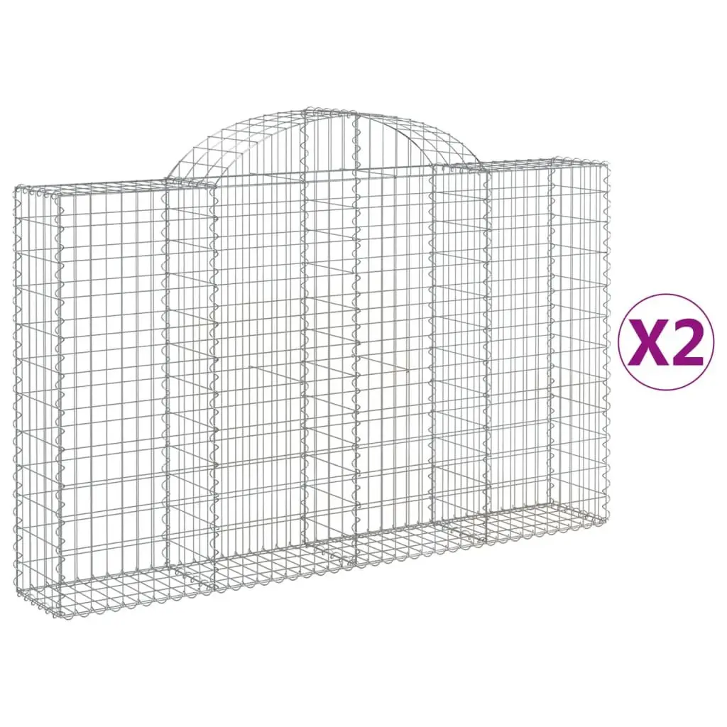Gabion Baskets Garden Barriers 200 x 30 x 120140 cm Silver 2 Pieces