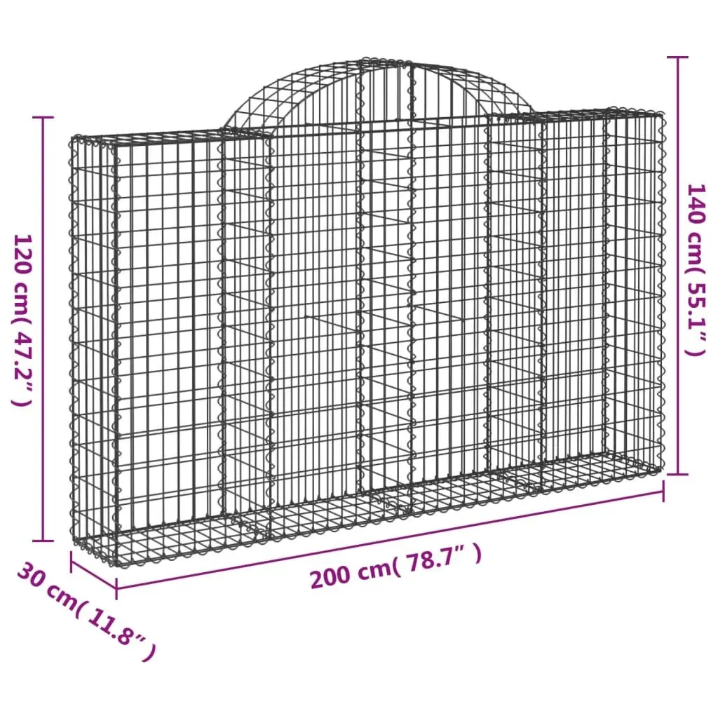 Gabion Baskets Garden Barriers 200 x 30 x 120140 cm Silver 2 Pieces