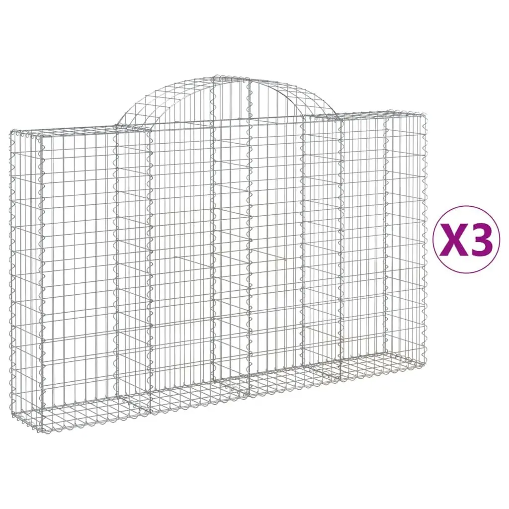 Arched Gabion Baskets Garden Barrier 3 Piece Decorative Retaining Wall Silver