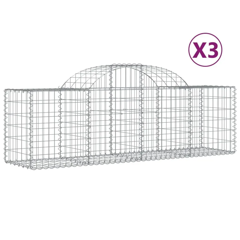 Arched Gabion Baskets 3 pcs 200x50x60/80 cm Garden Barrier Retaining Wall