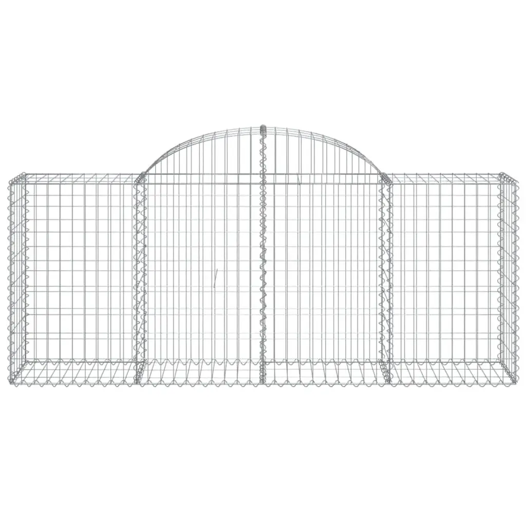 Arched Gabion Baskets Garden Decorative Retaining Wall Barriers 200 x 50 x 80/100 cm Silver 2 Piece