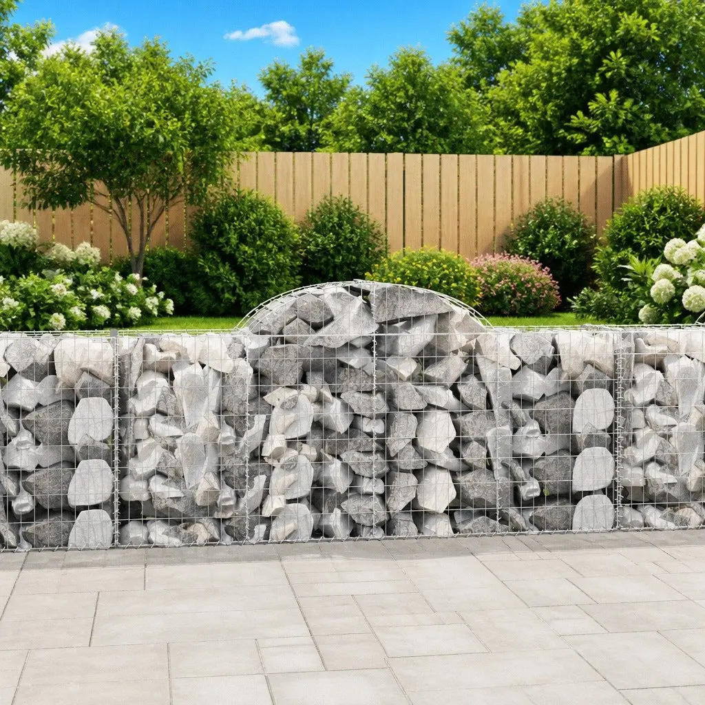 Arched Gabion Baskets Set 4pcs Garden Barrier Decorative Retaining Wall Outdoor