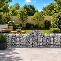 Arched Gabion Baskets 5 pcs Garden Barrier Retaining Wall Decorative Outdoor