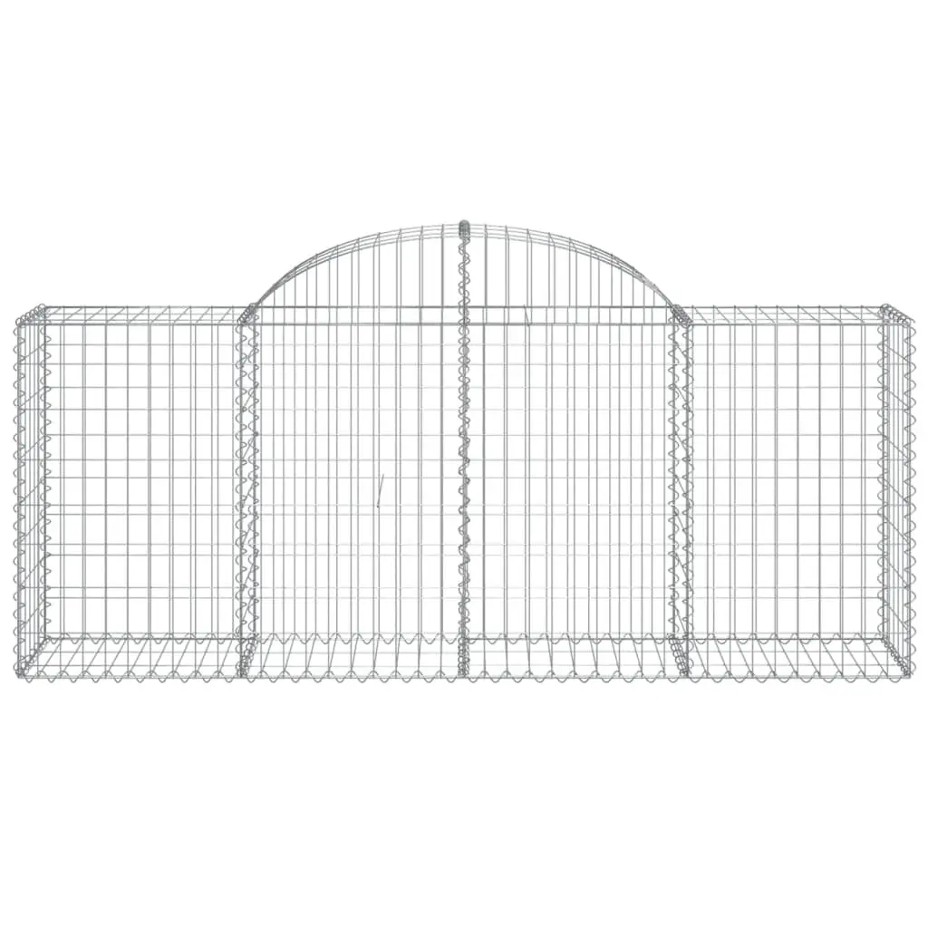 Arched Gabion Baskets Garden Barrier Decorative Retaining Wall 200 x 50 x 80/100 cm Silver 7 Piece