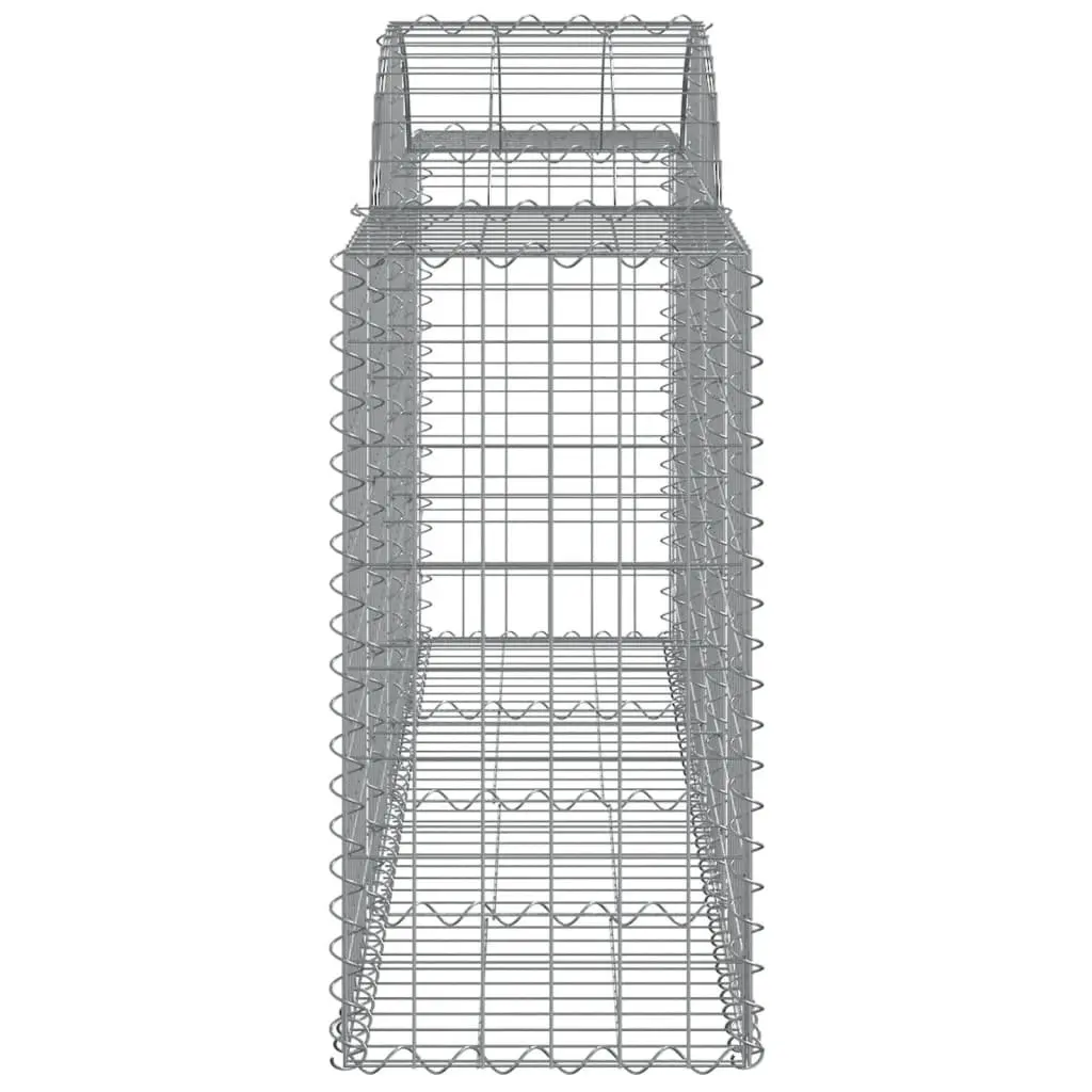 Arched Gabion Baskets Garden Barrier Decorative Retaining Wall 200 x 50 x 80/100 cm Silver 7 Piece